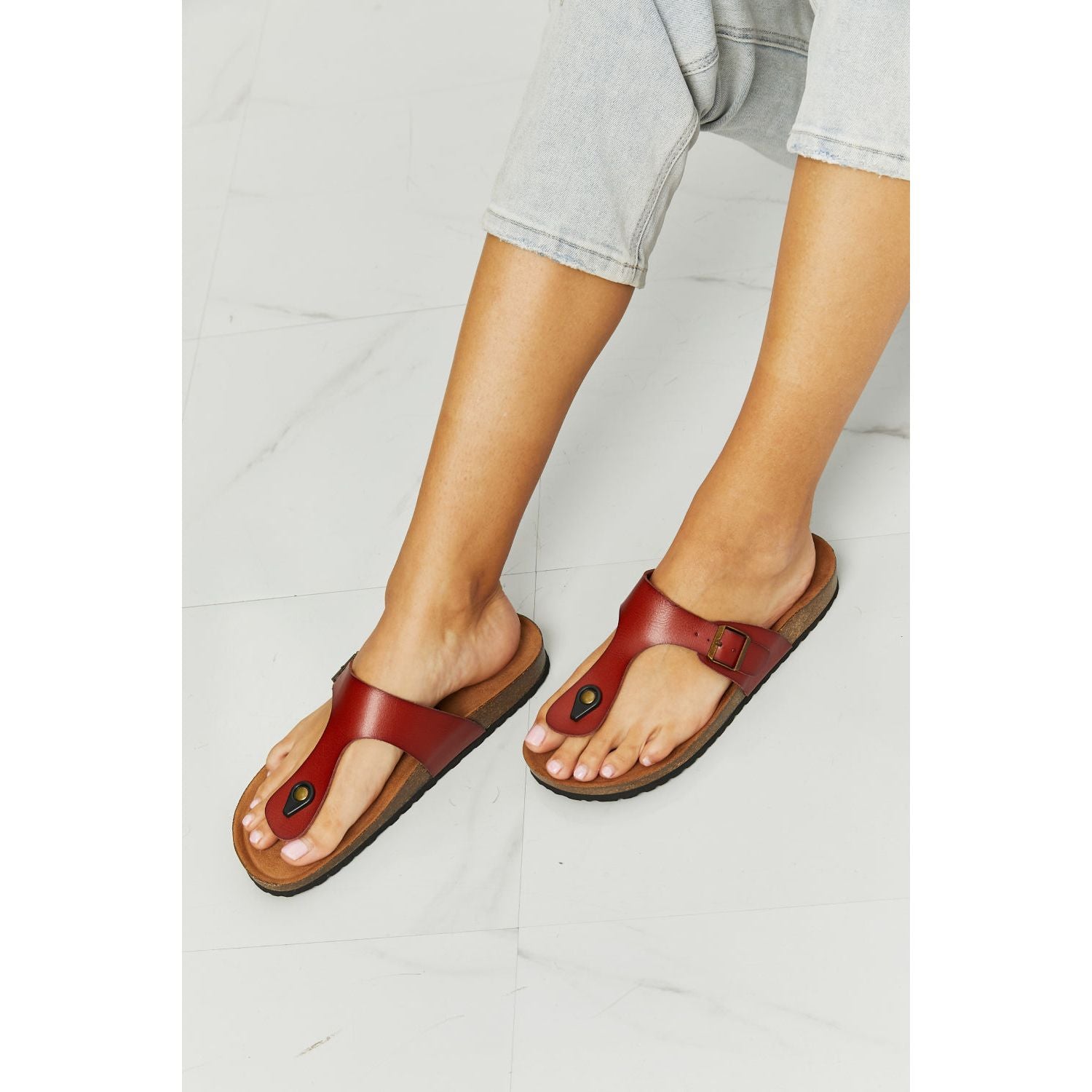 Drift Away T-Strap Flip-Flop in Red