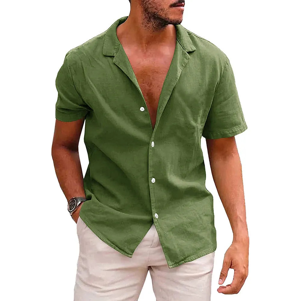 Men's Casual Button Down Short Sleeve Shirt