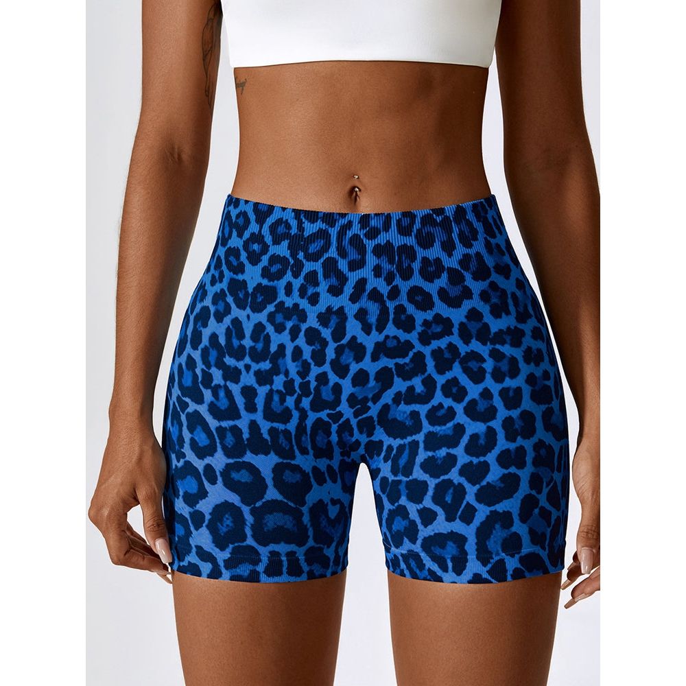 Leopard Print Wide Waistband Sports Shorts