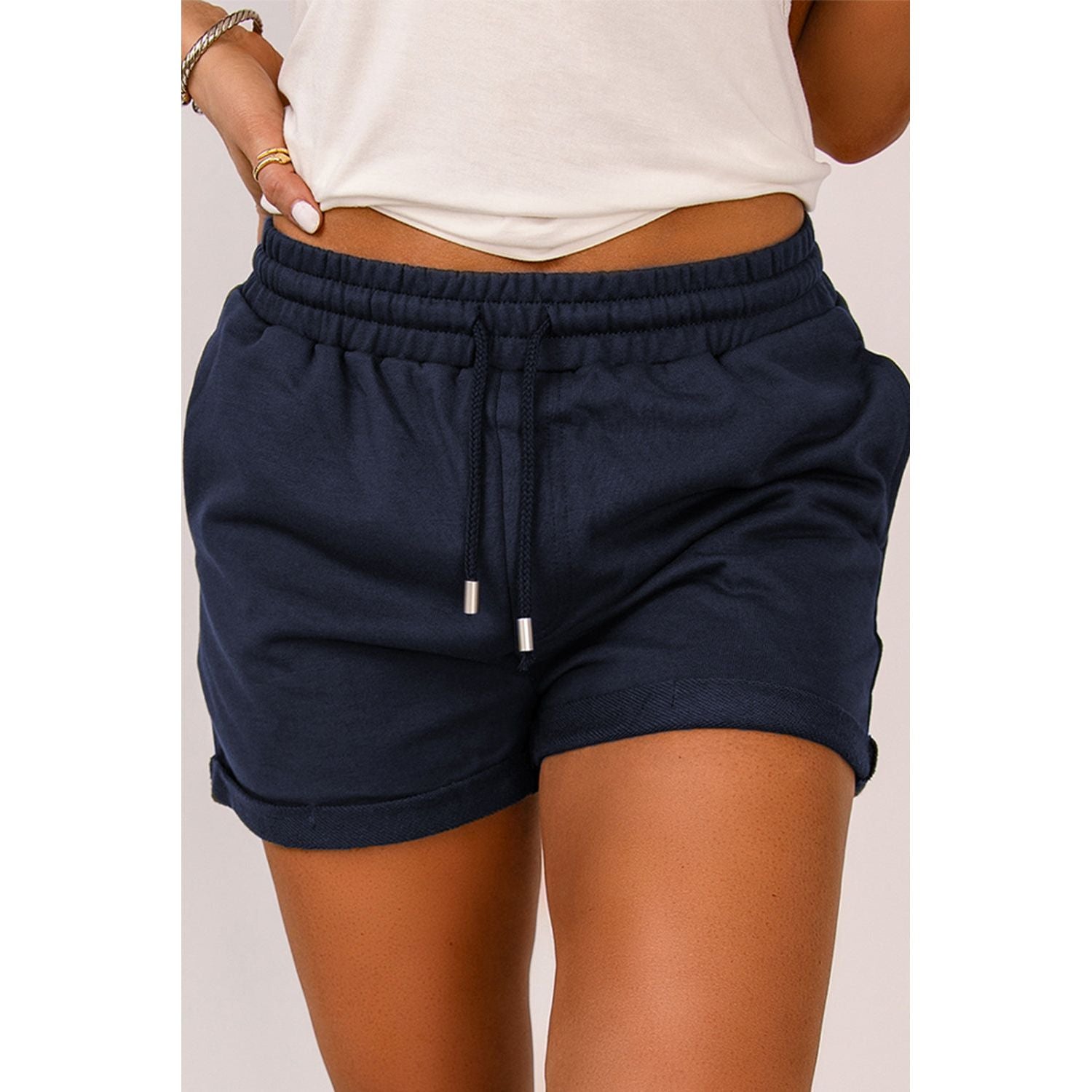 Drawstring Waist Cuffed Shorts