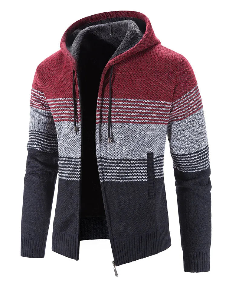 Hooded Sweater, Hooded Fleece Thick Cardigan Sweater