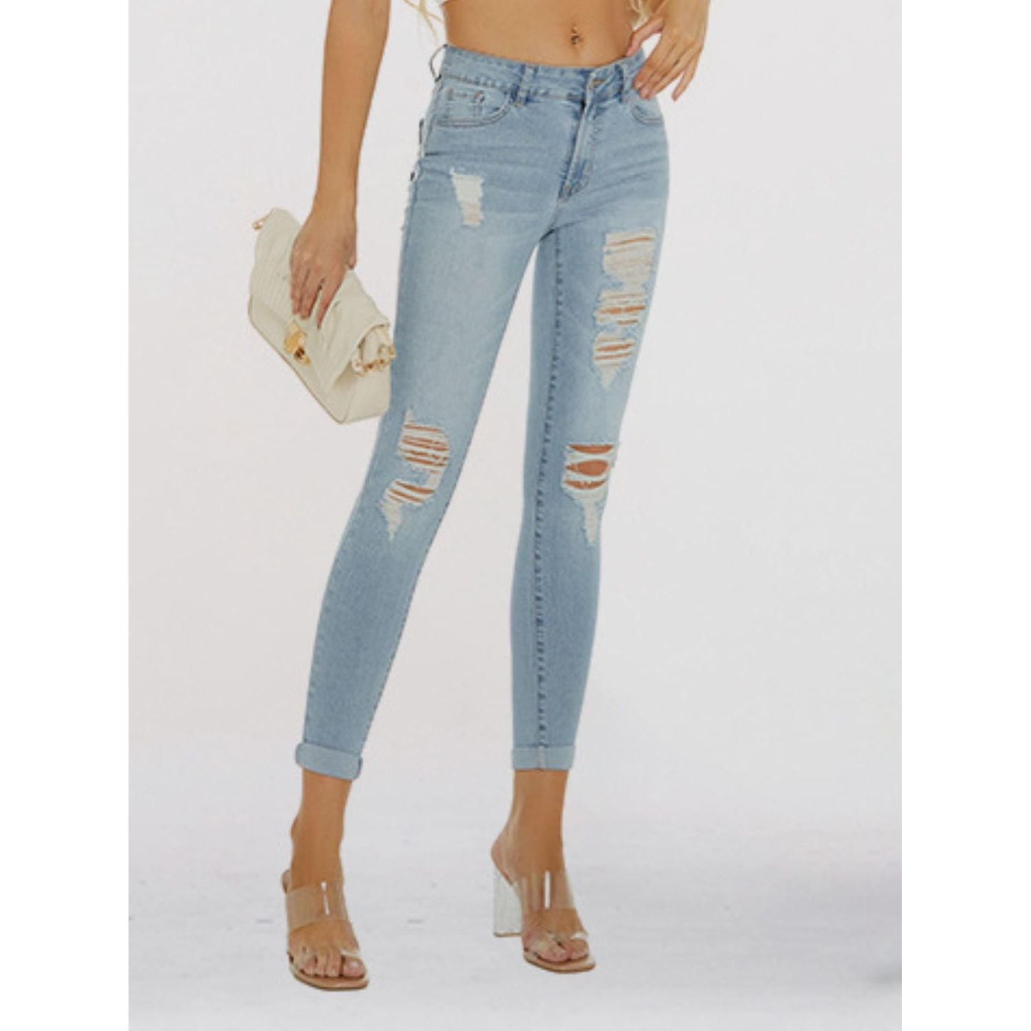 Distressed Skinny Jeans | Skinny Cropped Jeans | Ikervo