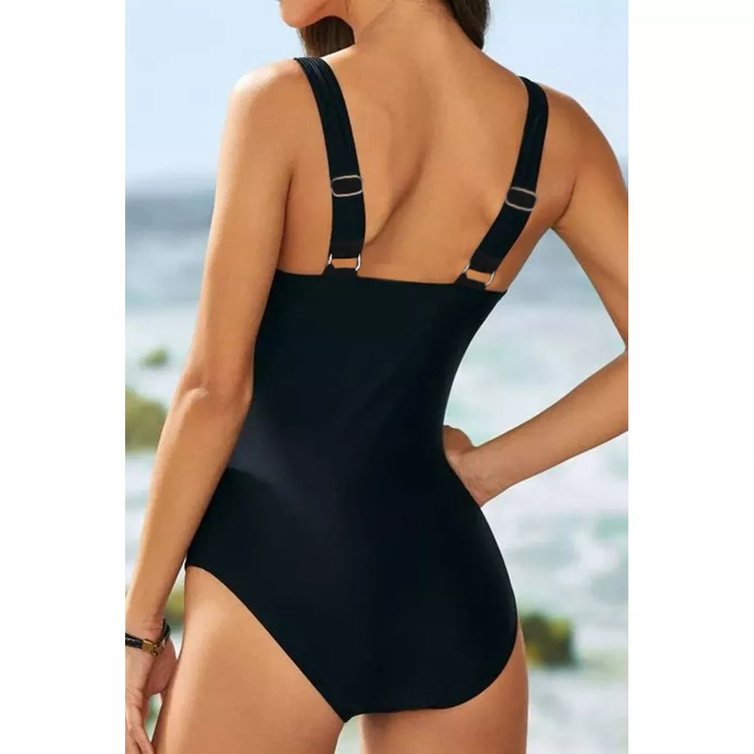 V-Neck Sleeveless Printed One-piece Swimwear