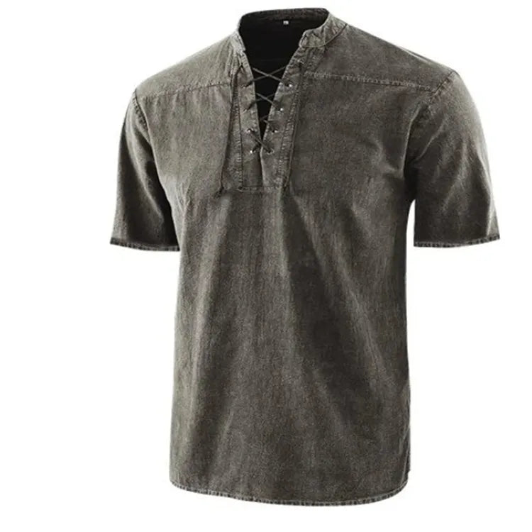 Men's Tie Collar Short-sleeved Shirt