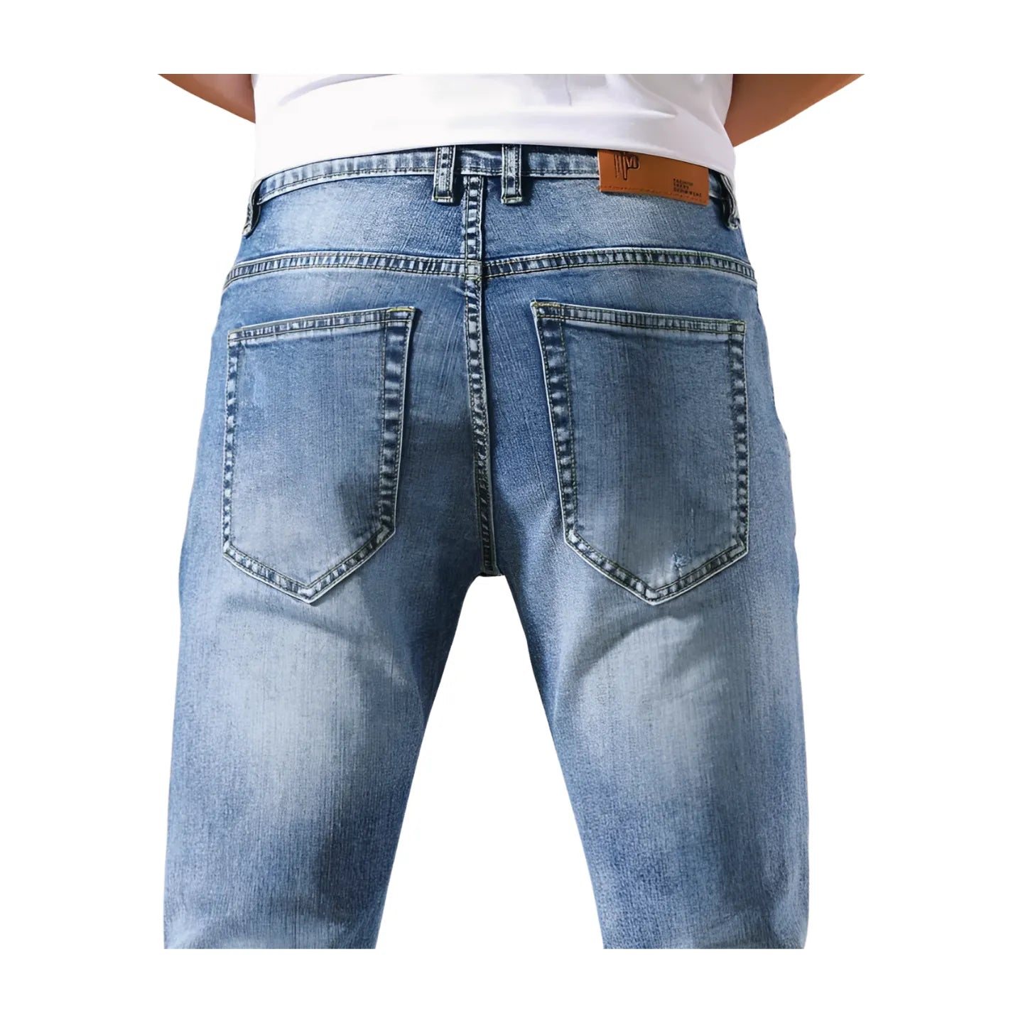 OUSSYU Men's Skinny Stretched Light Blue Denim Pants