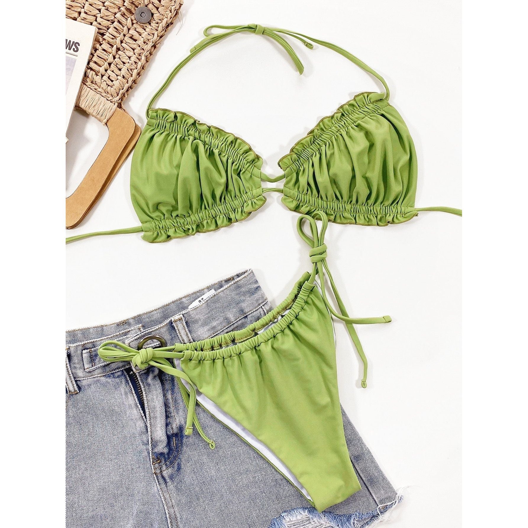 Frill Trill Halter Neck Bikini Set