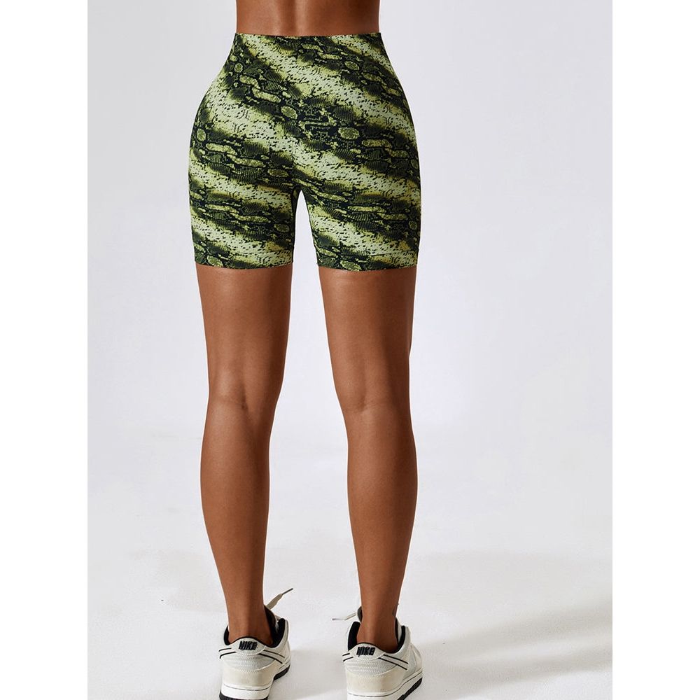 Leopard Print Wide Waistband Sports Shorts