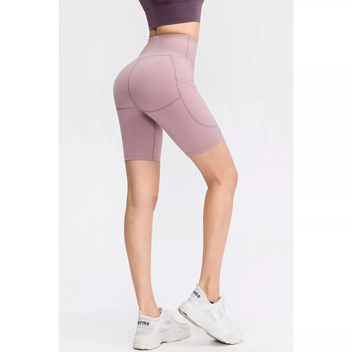 Wide Waistband Sports Shorts with Pockets