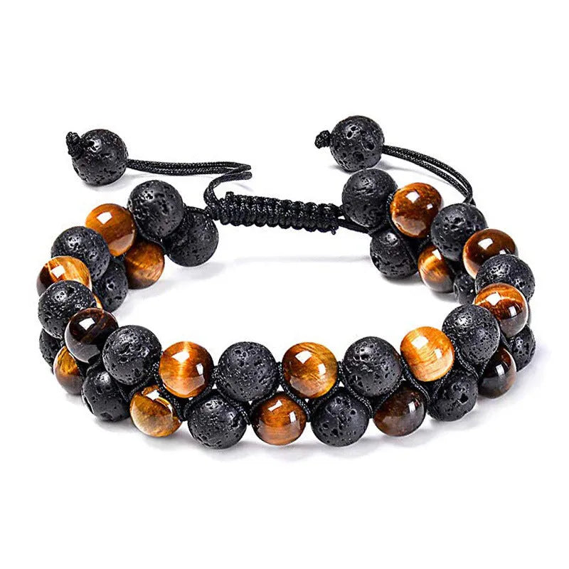 Bracelets, Tiger Eye Couple Bracelets Matte Black Agate Beads Bracelet