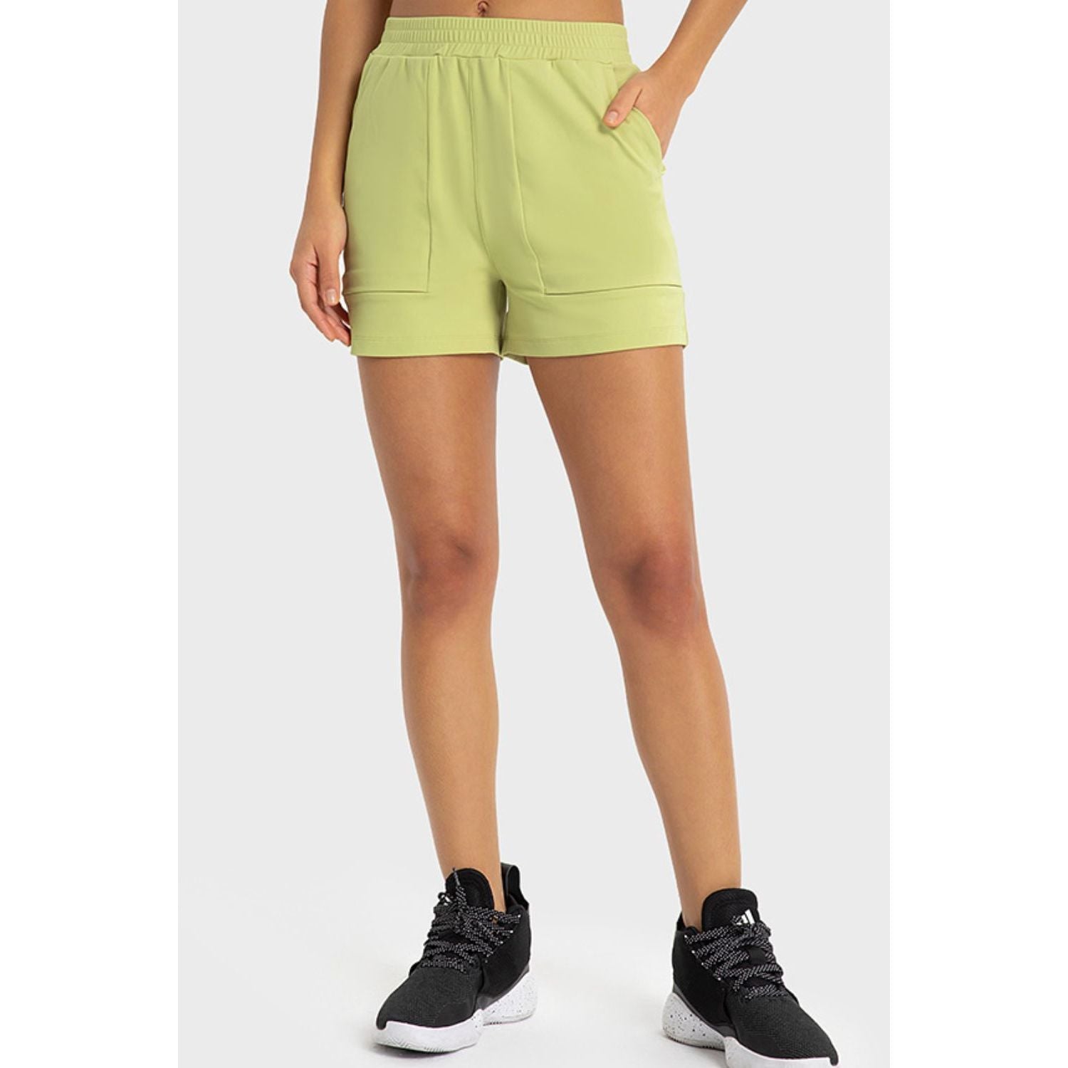 Elastic Waist Sports Shorts with Pockets