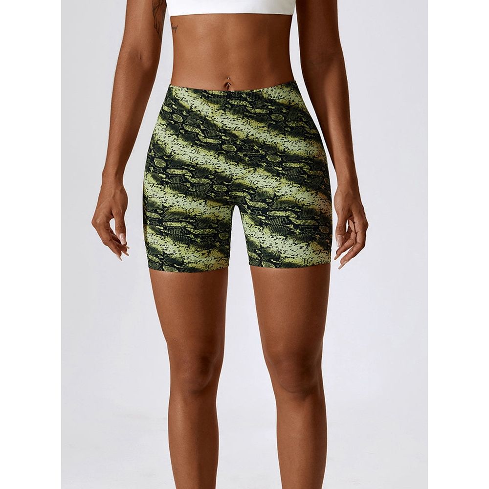 Leopard Print Wide Waistband Sports Shorts