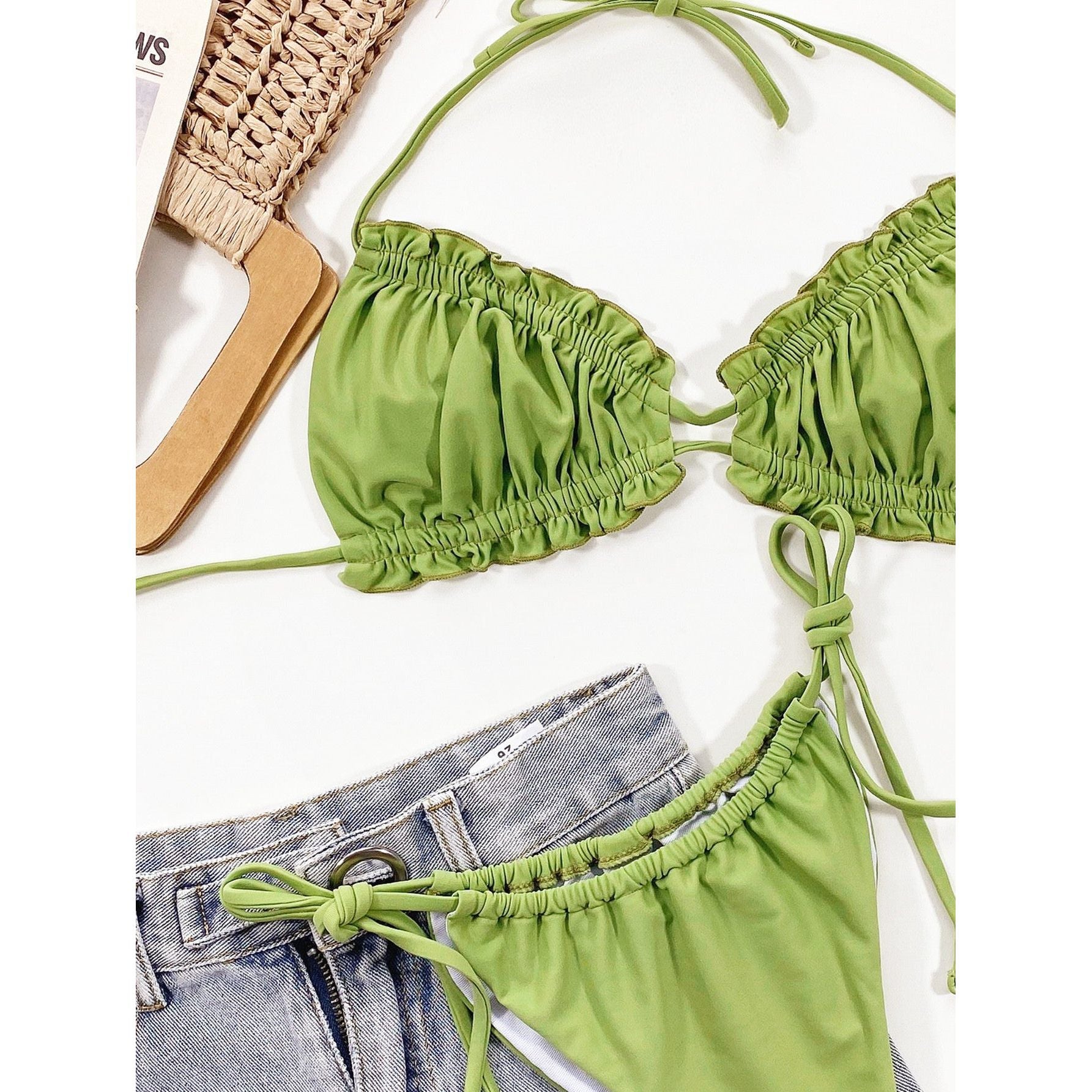 Frill Trill Halter Neck Bikini Set