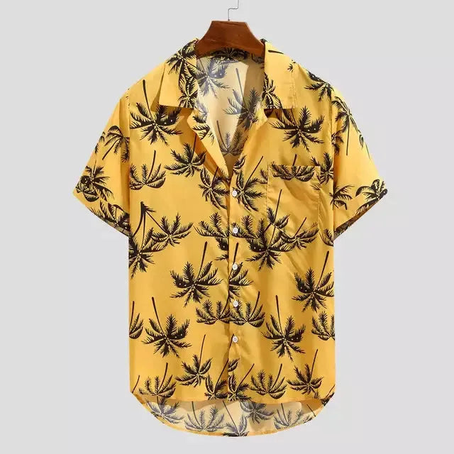 Shirts, Hawaiian Holiday Print Button Casual Short Sleeve Shirt