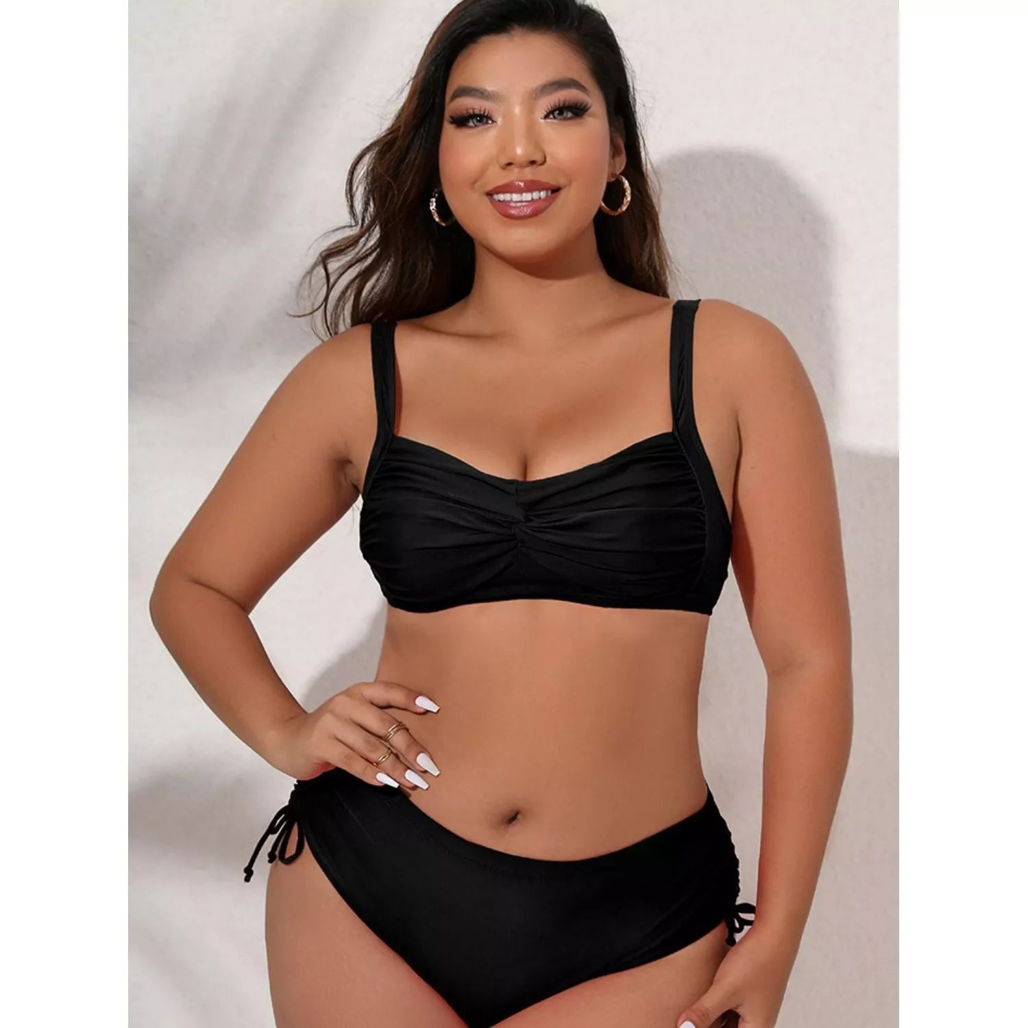 Plus Size Twist Front Tied Bikini Set