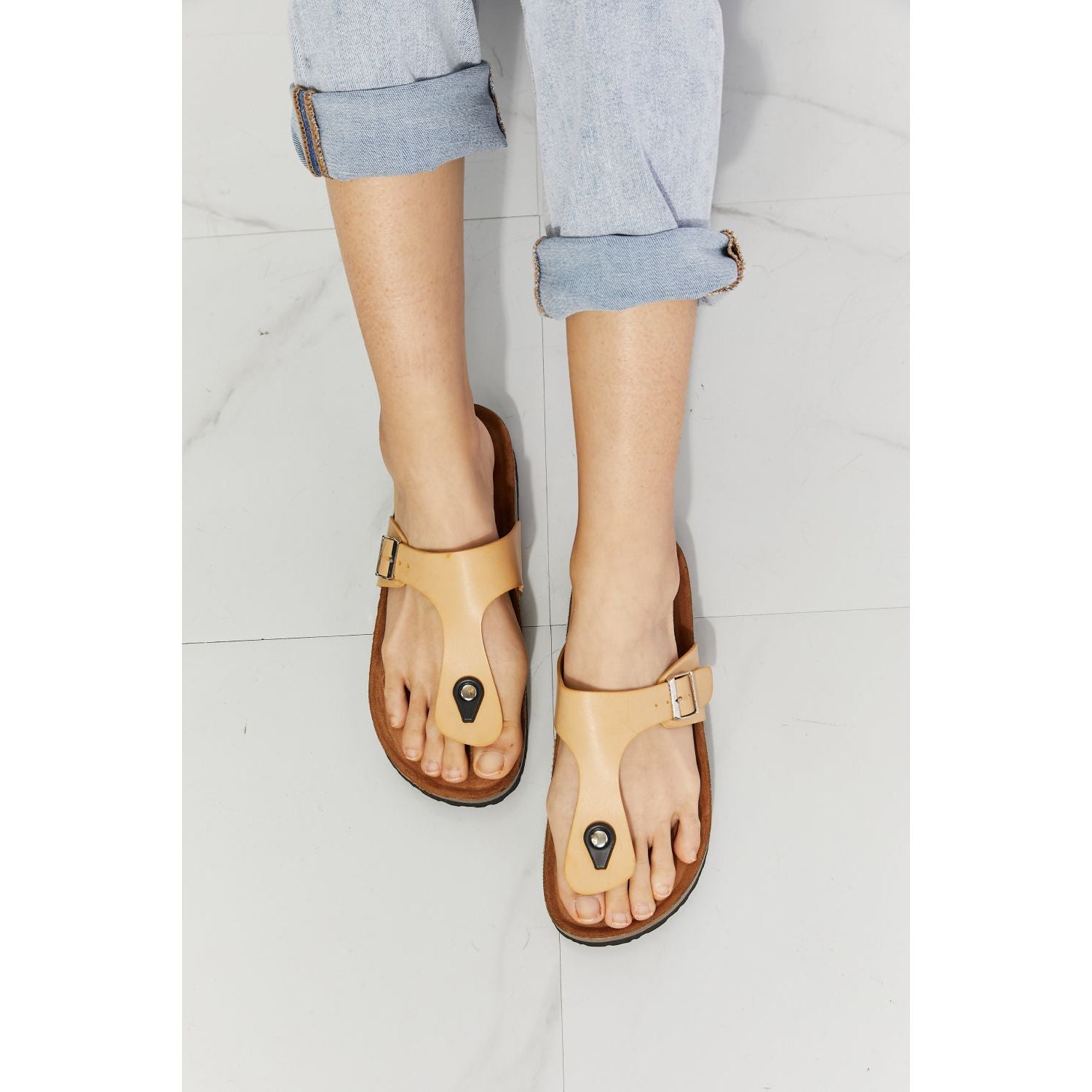 Drift Away T-Strap Flip-Flop in Sand