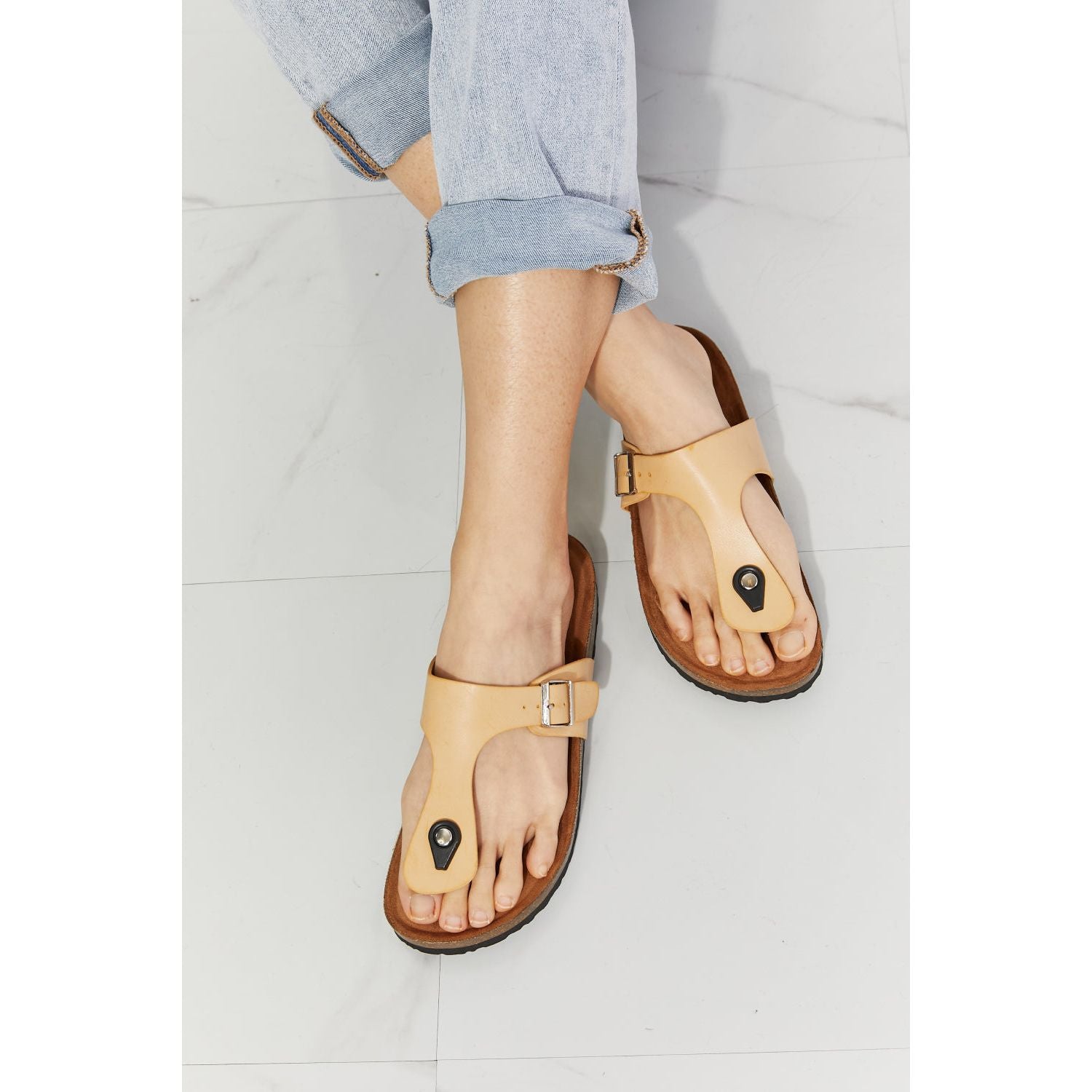 Drift Away T-Strap Flip-Flop in Sand