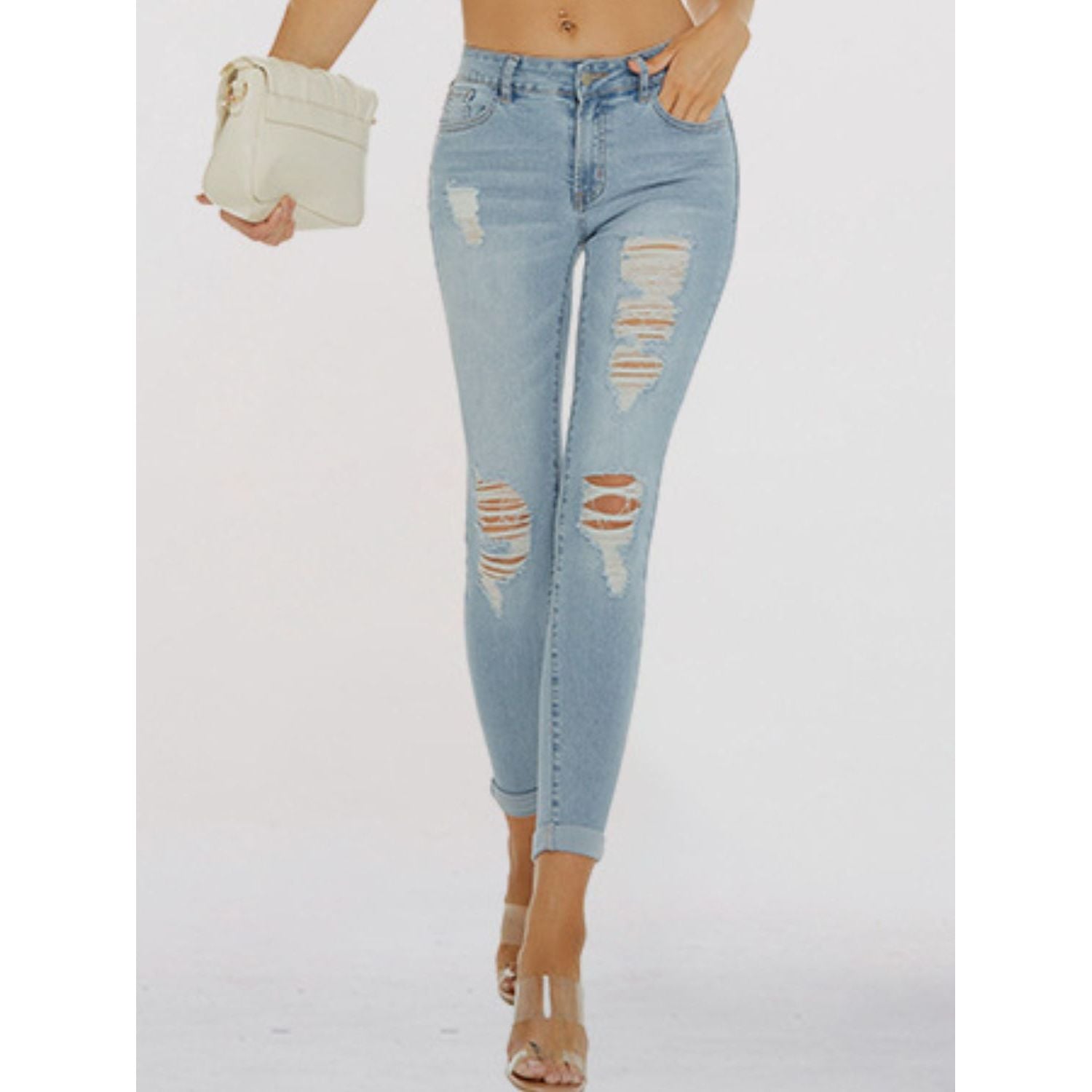 Distressed Skinny Jeans | Skinny Cropped Jeans | Ikervo