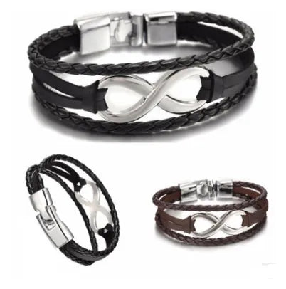 Bracelets, Lucky figure 8 leather bracelet bracelet