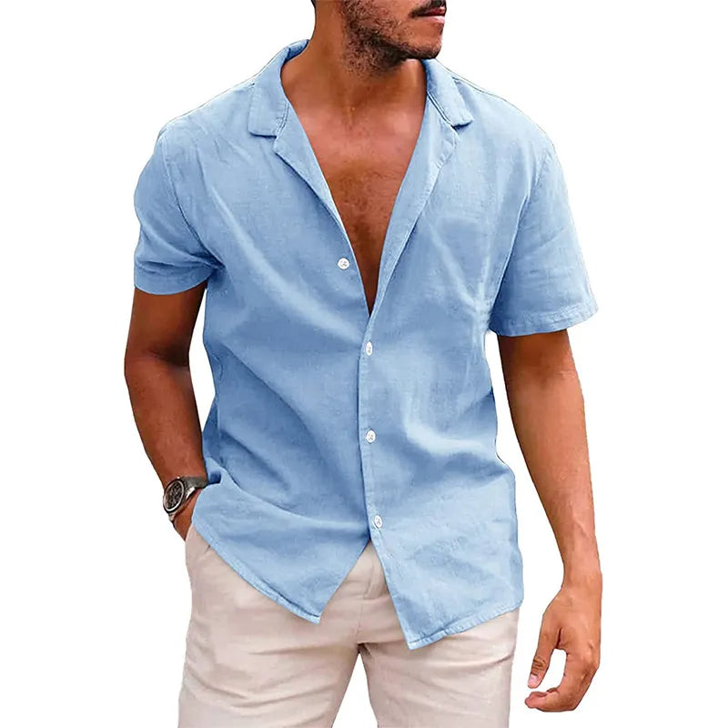 Men's Casual Button Down Short Sleeve Shirt