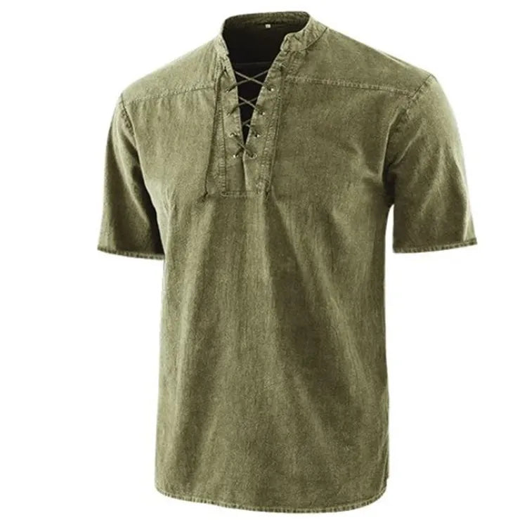 Men's Tie Collar Short-sleeved Shirt