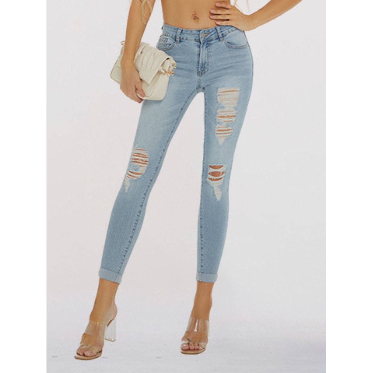 Distressed Skinny Jeans | Skinny Cropped Jeans | Ikervo