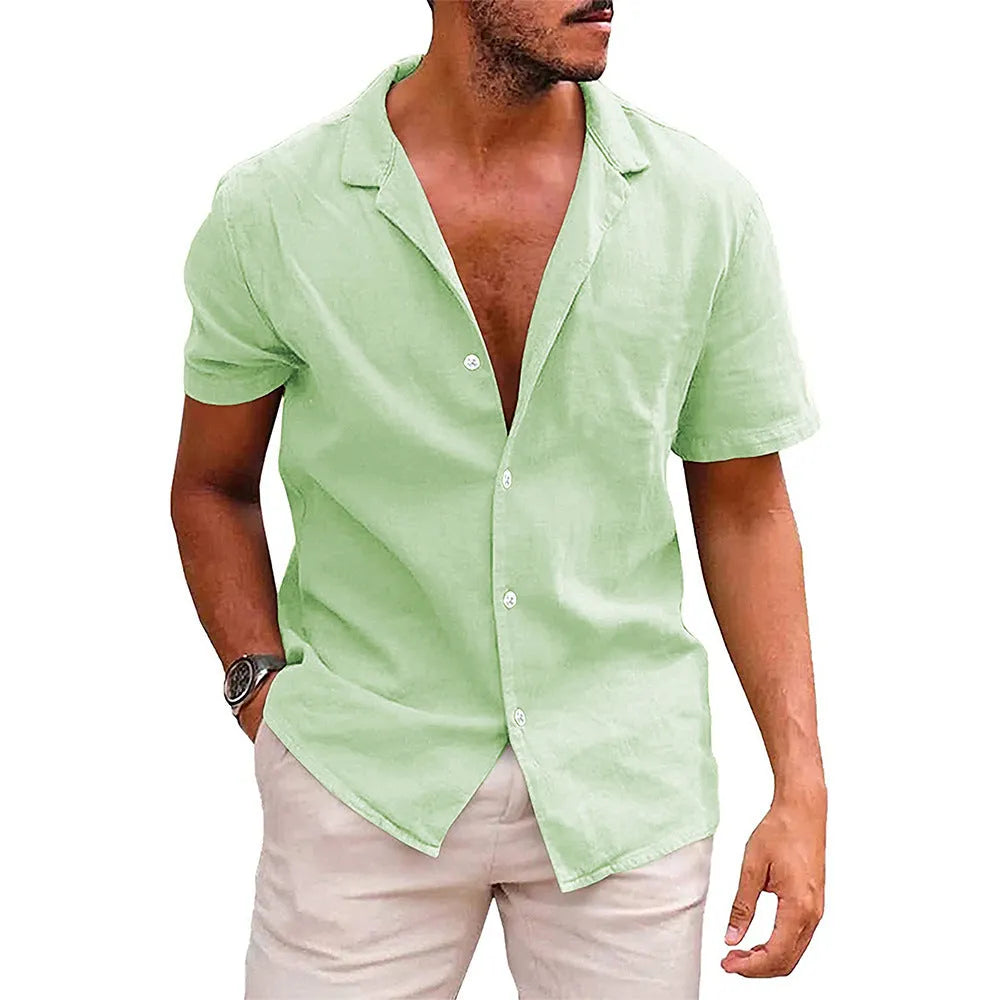 Men's Casual Button Down Short Sleeve Shirt