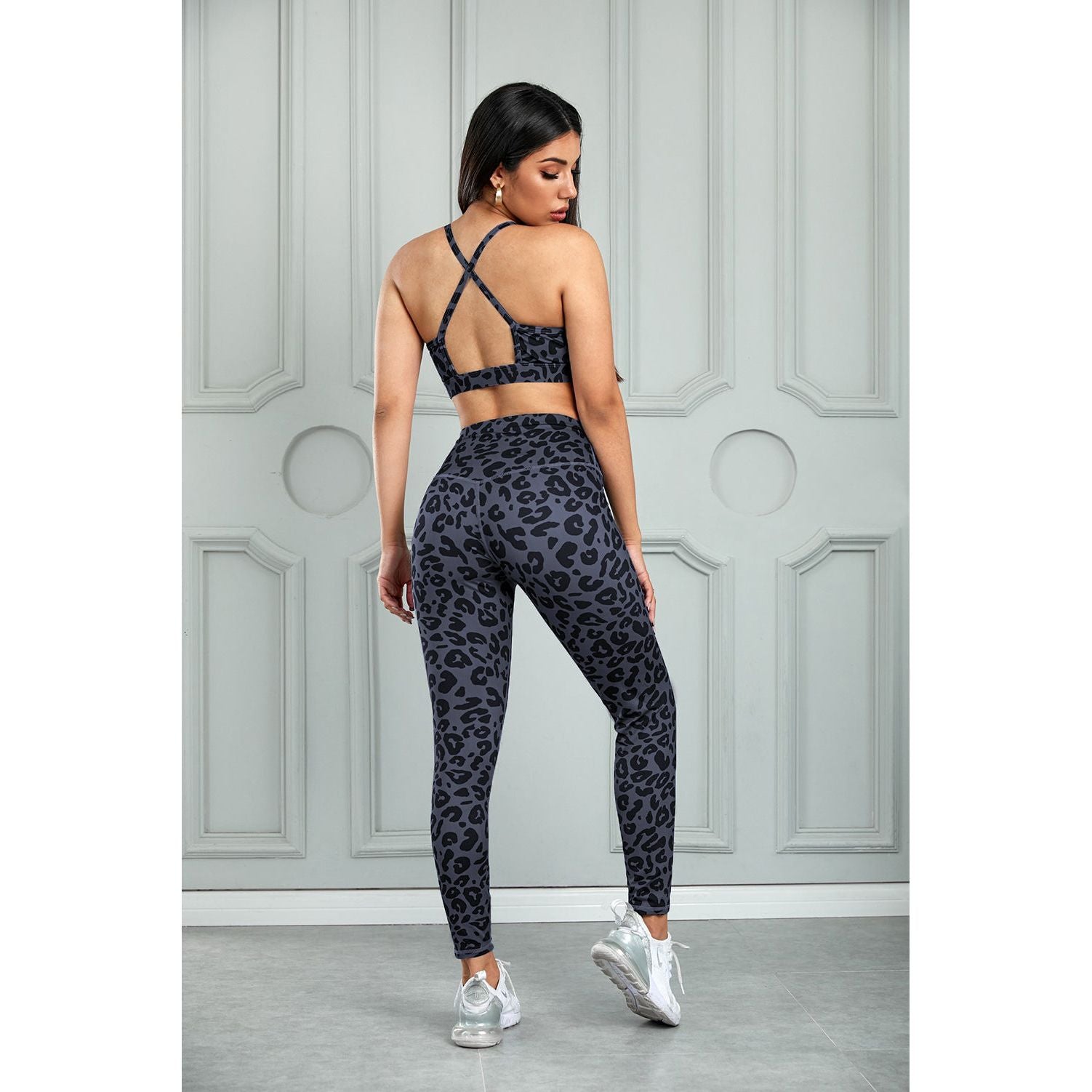 Leopard Cutout Sports Bra and Leggings Set