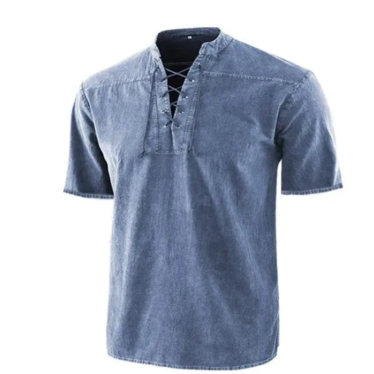 Men's Tie Collar Short-sleeved Shirt