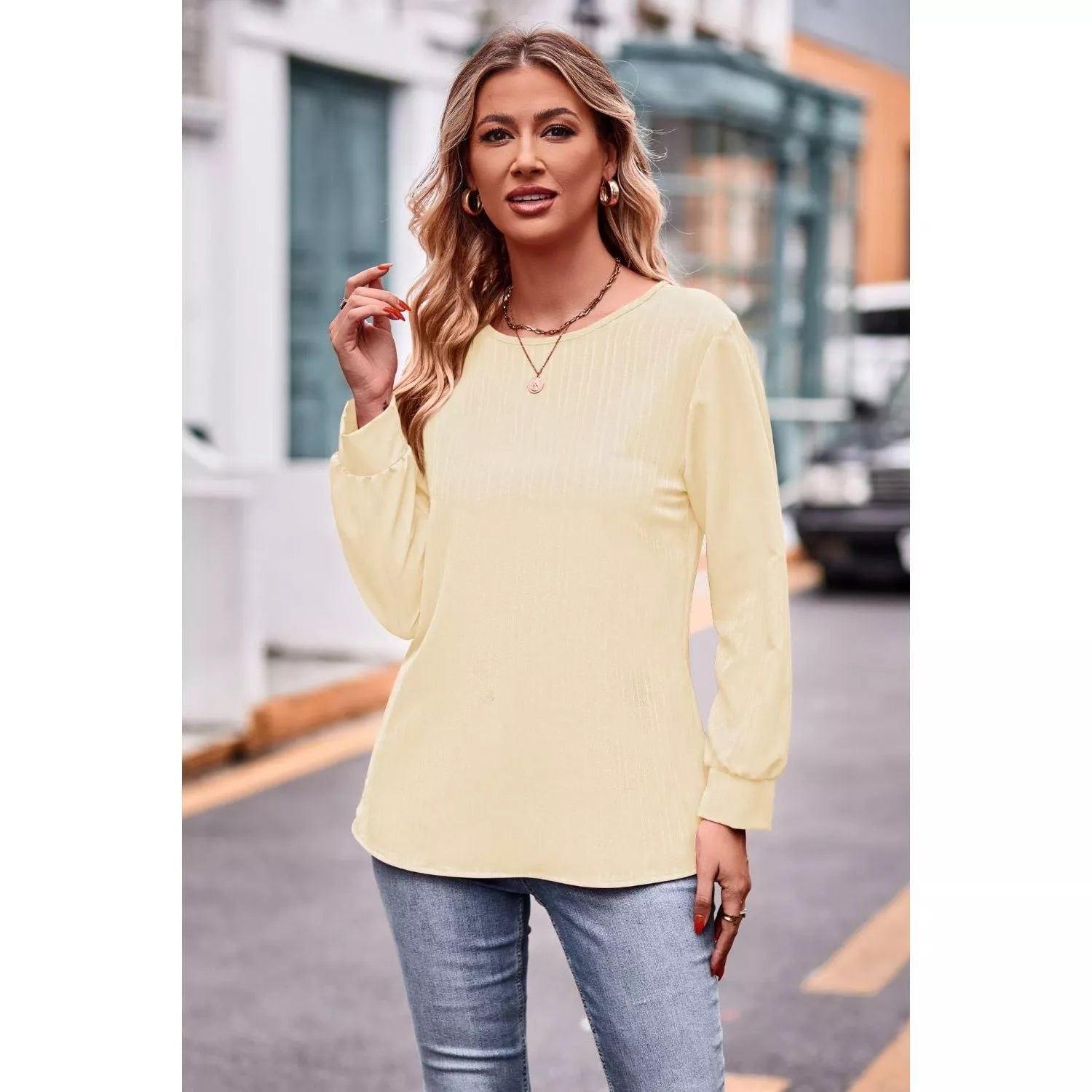 Round Neck Long Sleeve Tee