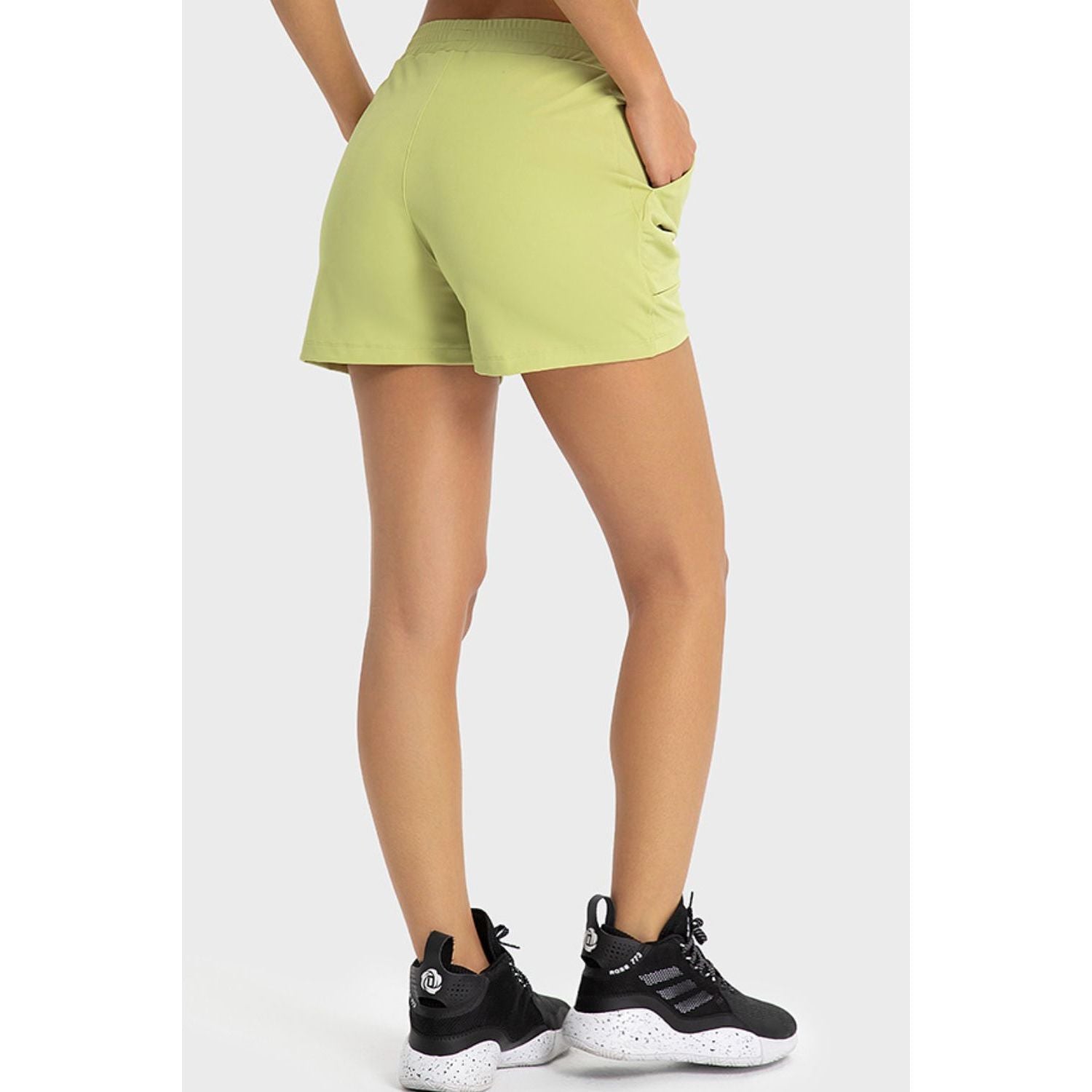 Elastic Waist Sports Shorts with Pockets