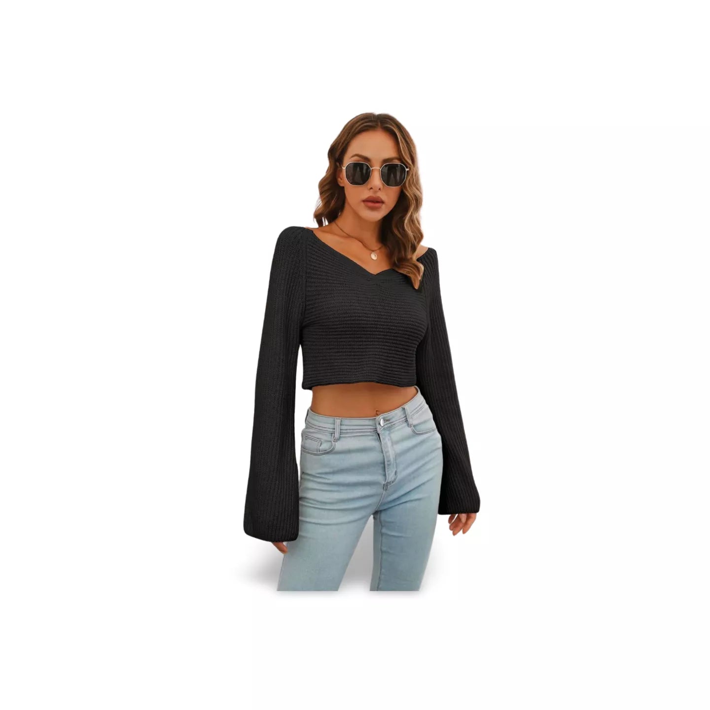 Flare Sleeve Crop Top | Women's Flare Crop Tops | Ikervo