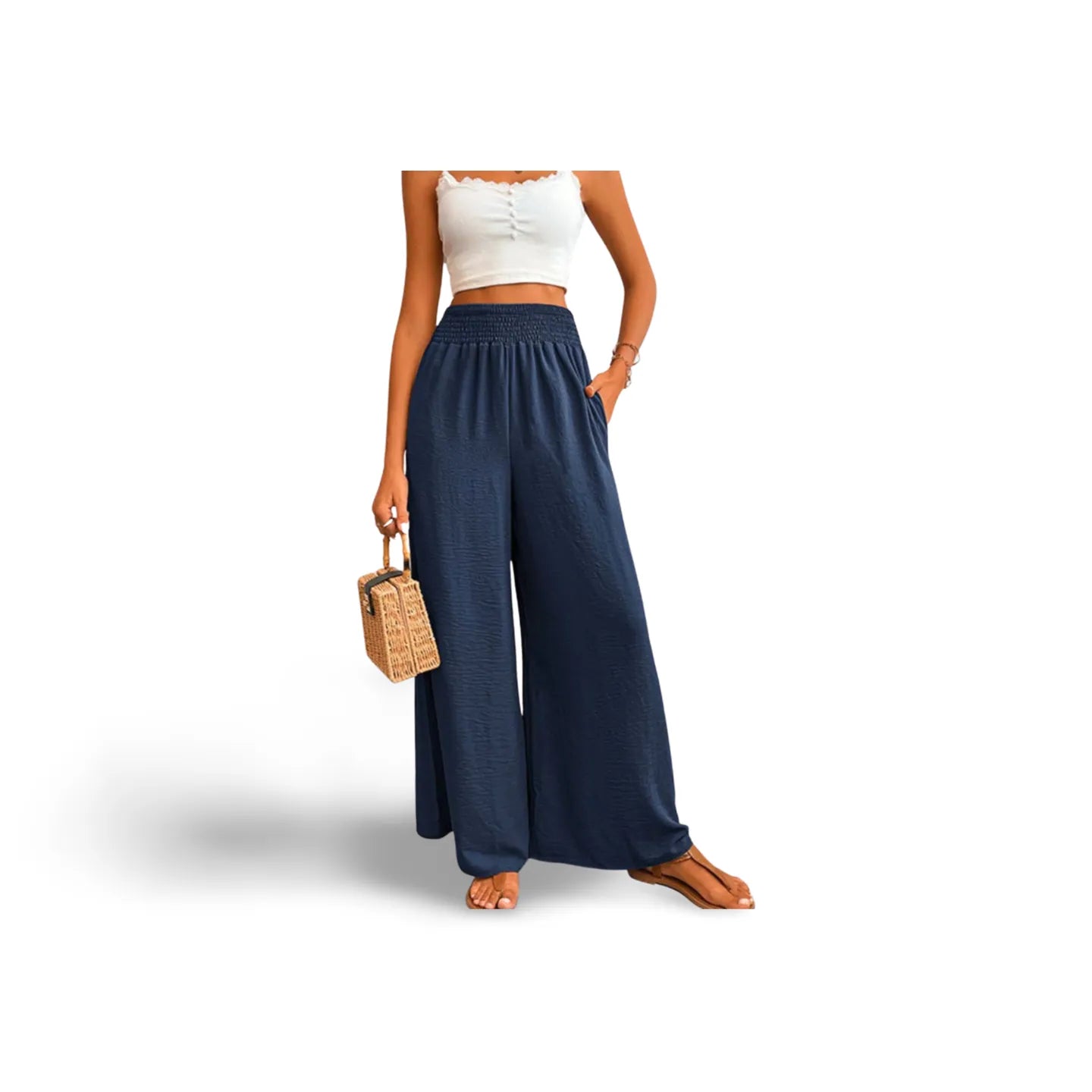 Wide Waistband Relax Fit Long Pants