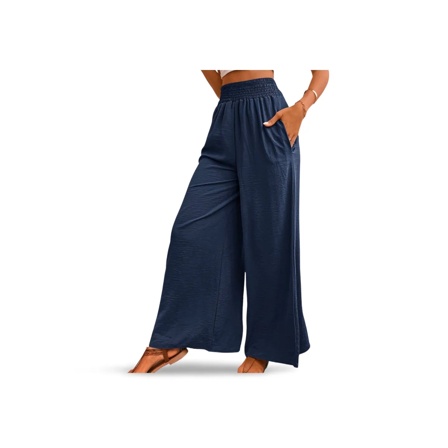 Wide Waistband Relax Fit Long Pants