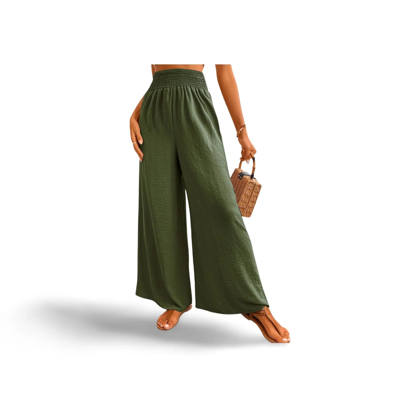 Wide Waistband Relax Fit Long Pants