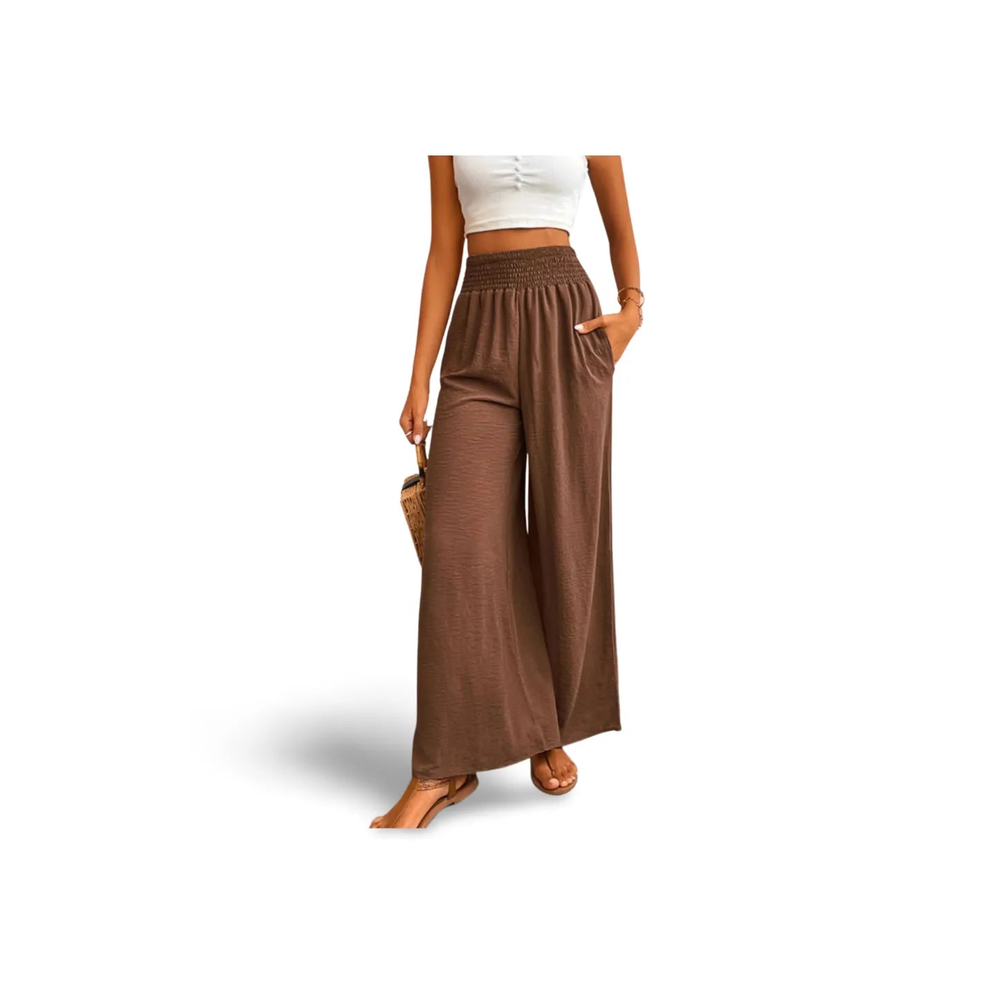 Wide Waistband Relax Fit Long Pants