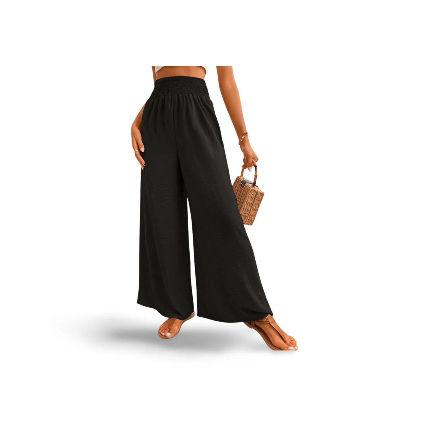 Wide Waistband Relax Fit Long Pants