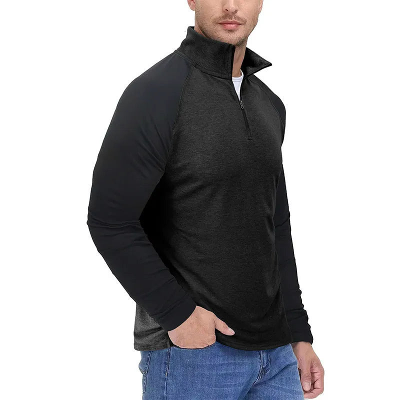 Turtleneck, Men's Long-sleeved Zipper Outdoor Turtleneck Sports Top