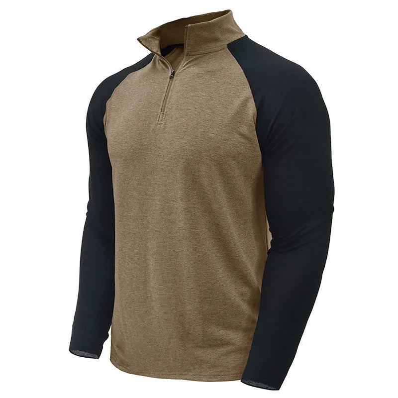 Turtleneck, Men's Long-sleeved Zipper Outdoor Turtleneck Sports Top