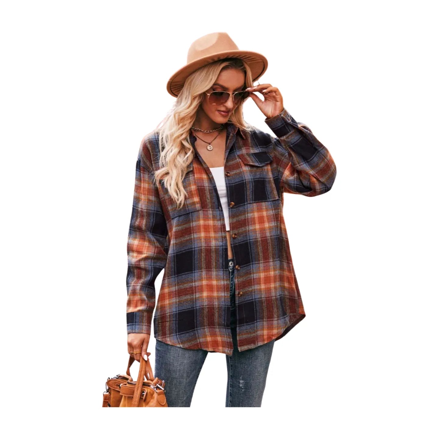 Women's Plaid Dropped Shoulder Longline Shirt