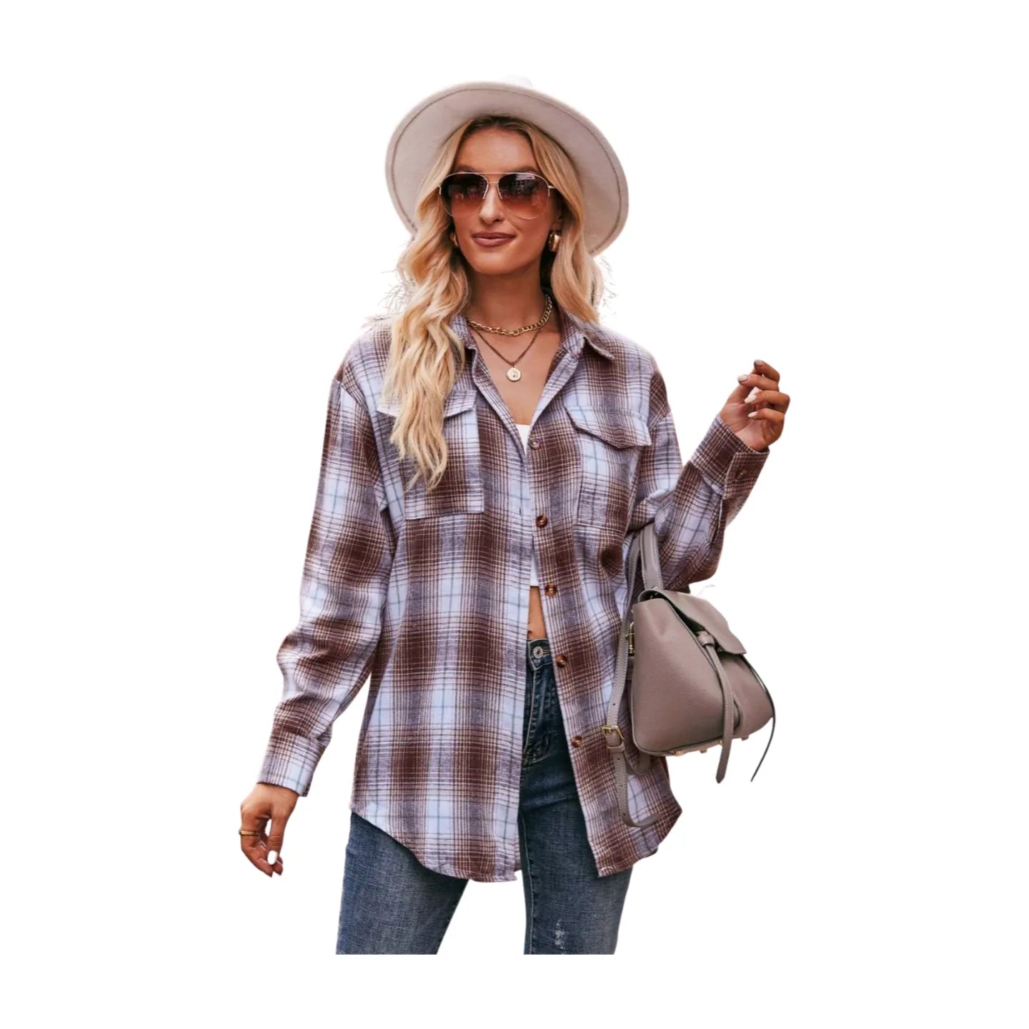 Women's Plaid Dropped Shoulder Longline Shirt