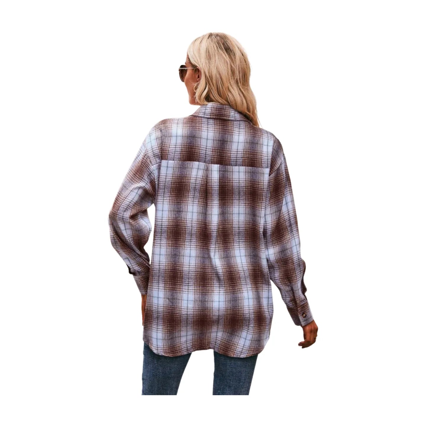 Women's Plaid Dropped Shoulder Longline Shirt