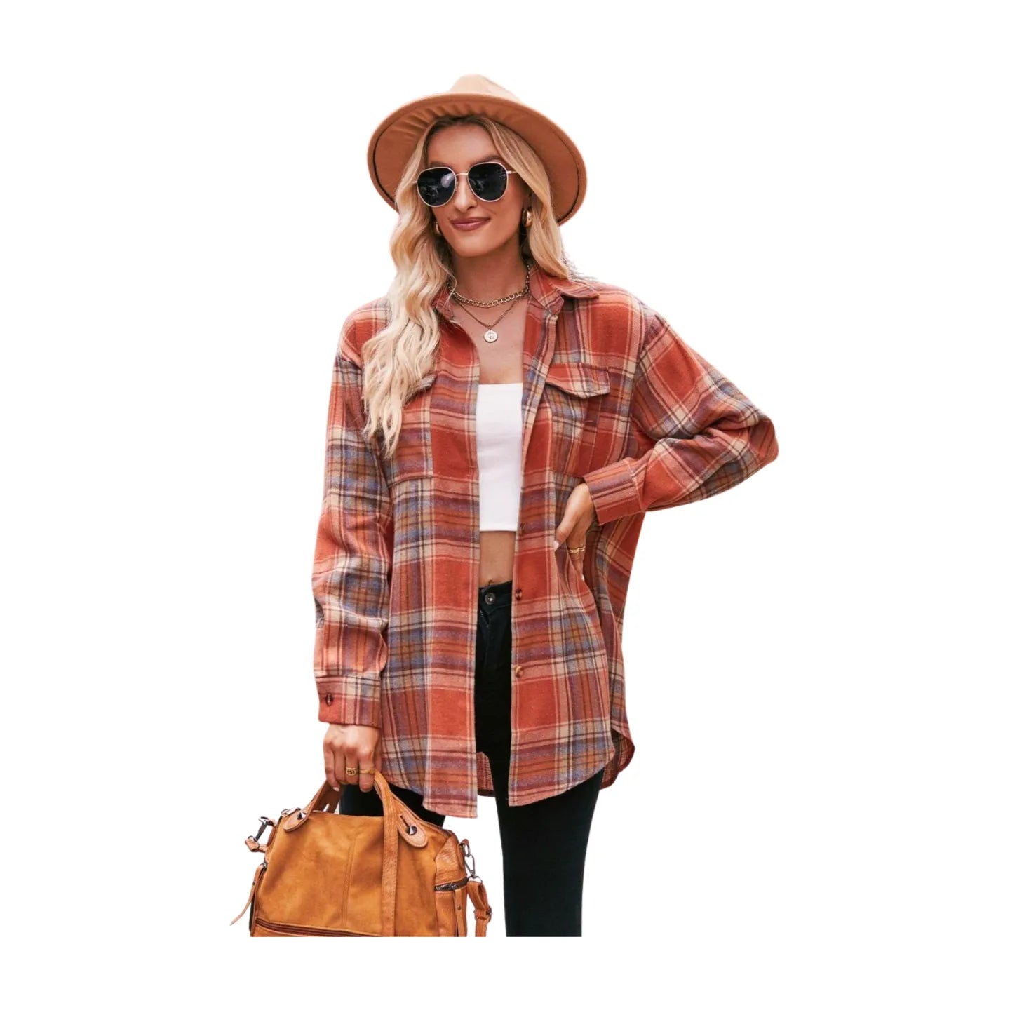 Women's Plaid Dropped Shoulder Longline Shirt