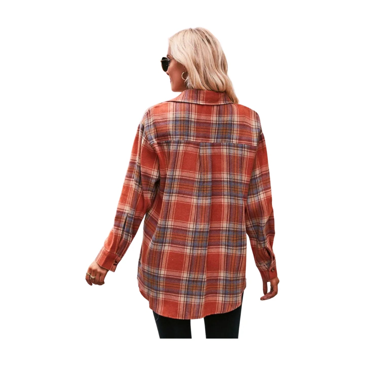 Women's Plaid Dropped Shoulder Longline Shirt