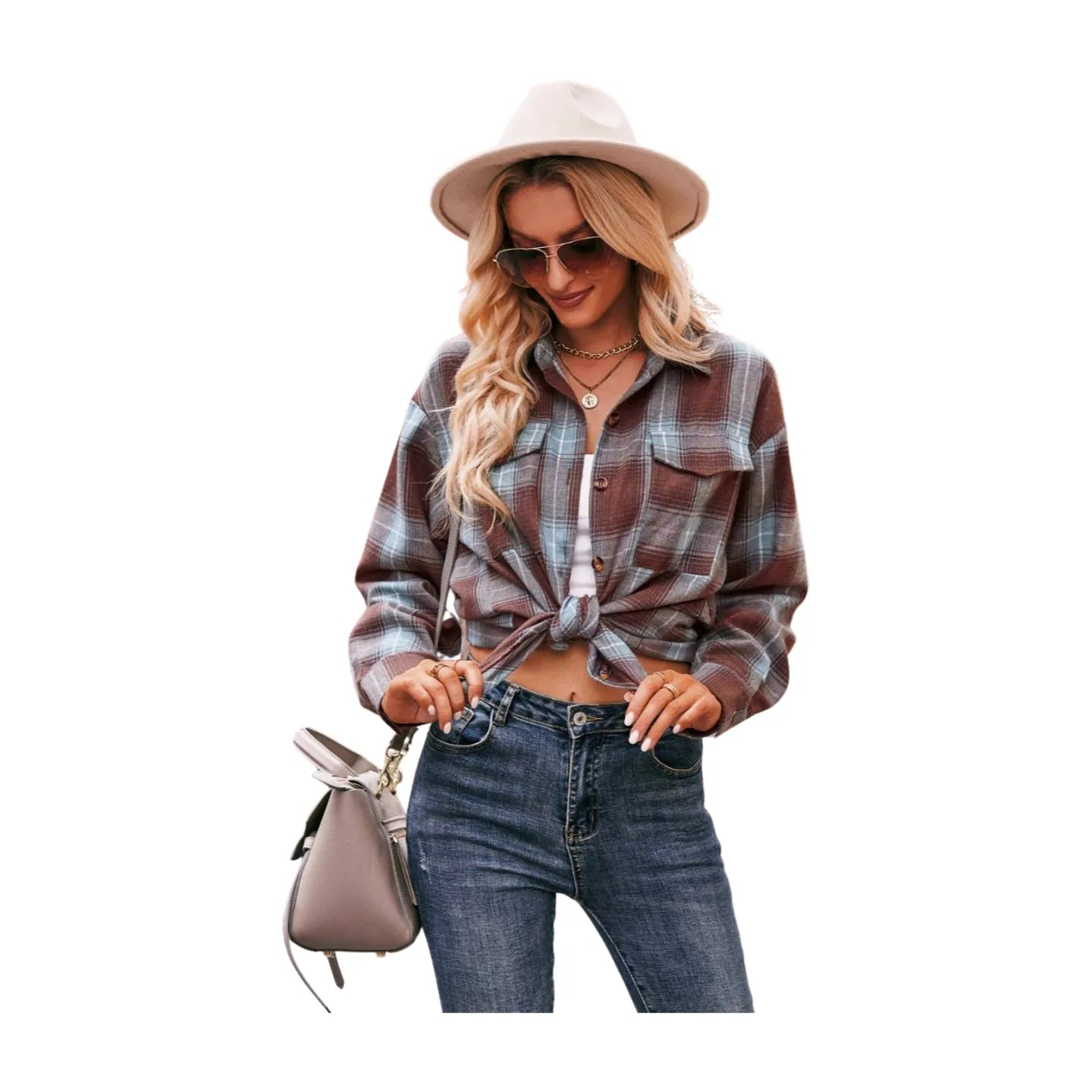 Women's Plaid Dropped Shoulder Longline Shirt