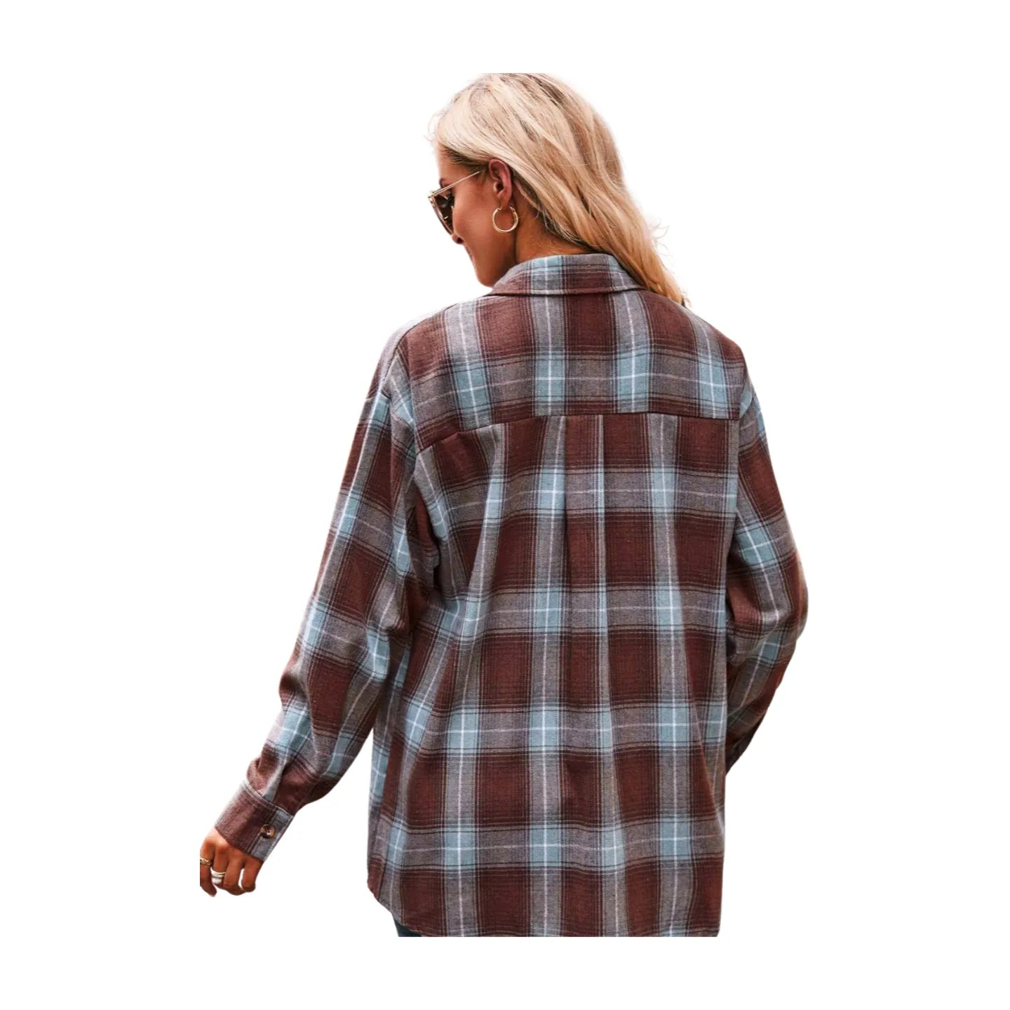 Women's Plaid Dropped Shoulder Longline Shirt