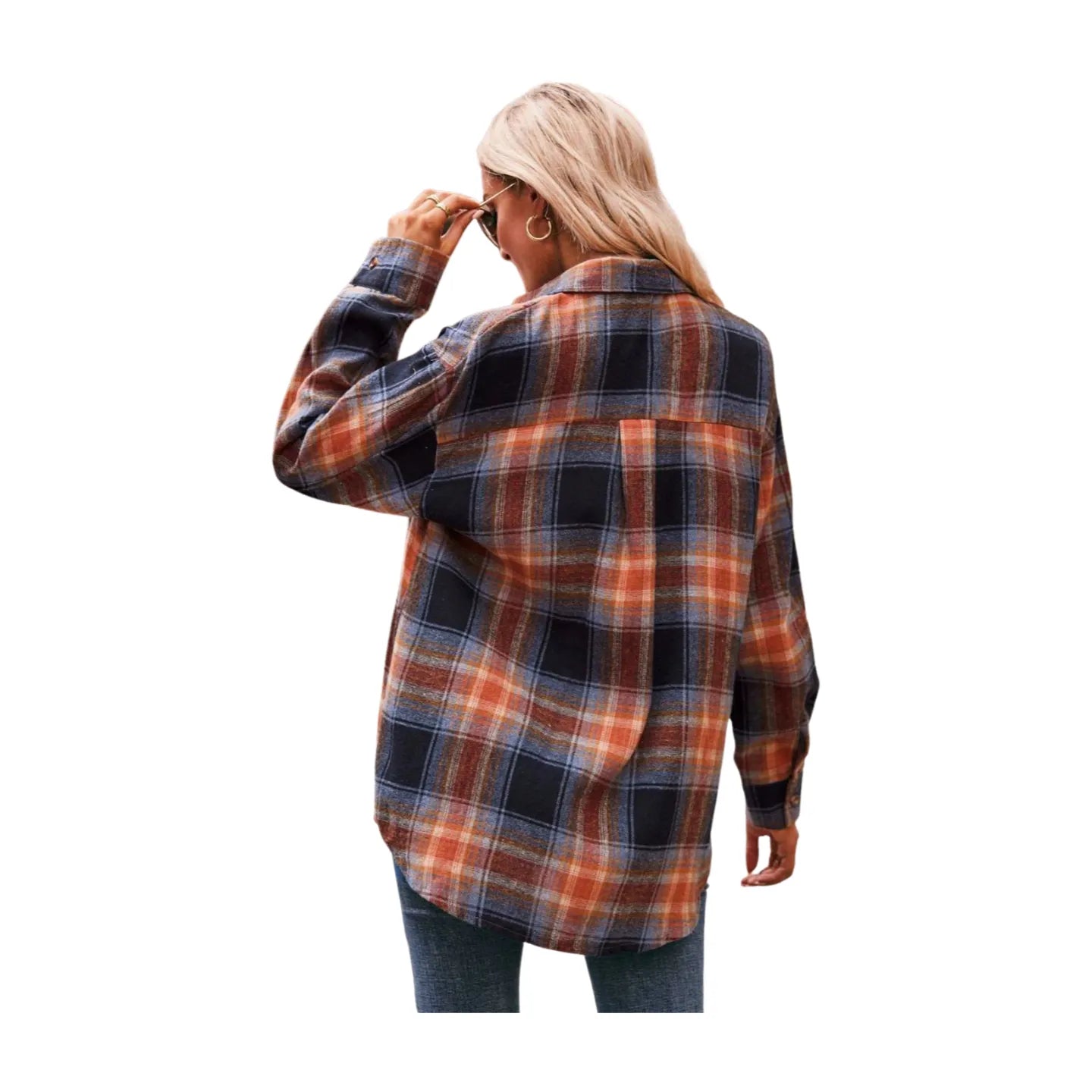 Women's Plaid Dropped Shoulder Longline Shirt