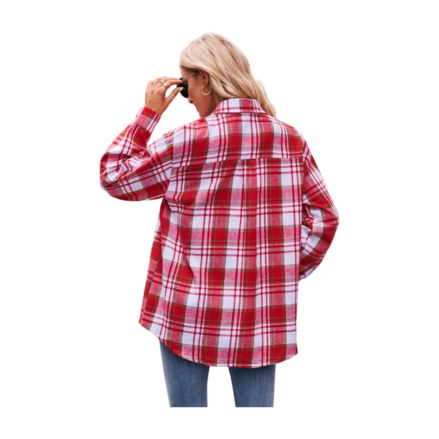 Women's Plaid Dropped Shoulder Longline Shirt