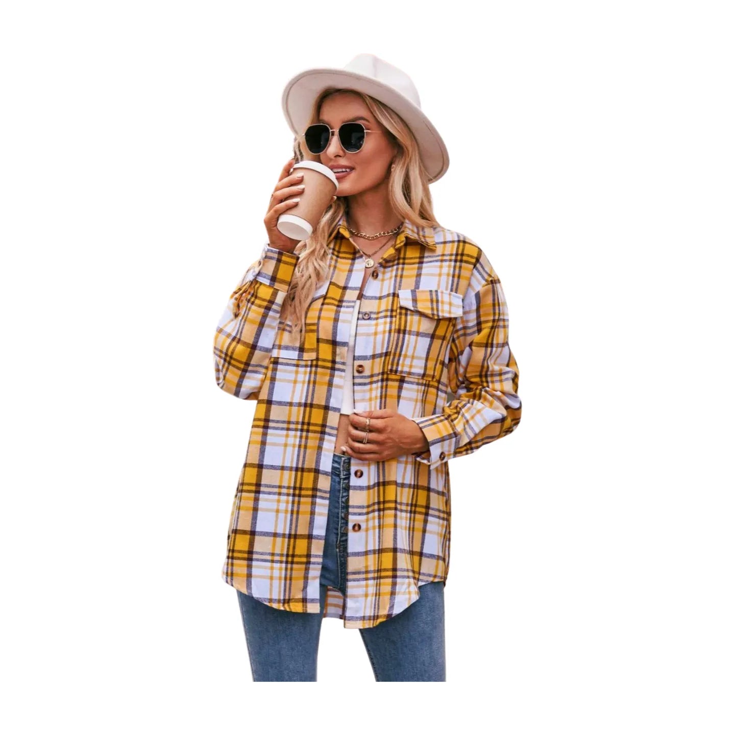 Women's Plaid Dropped Shoulder Longline Shirt