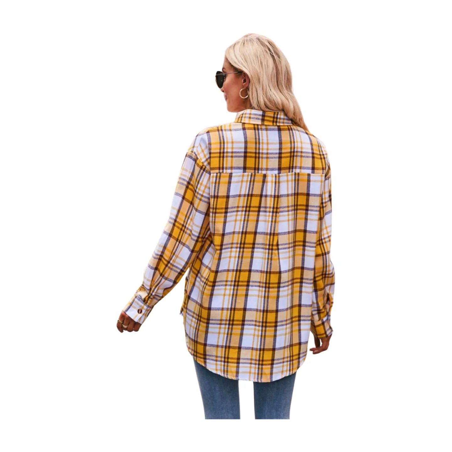 Women's Plaid Dropped Shoulder Longline Shirt