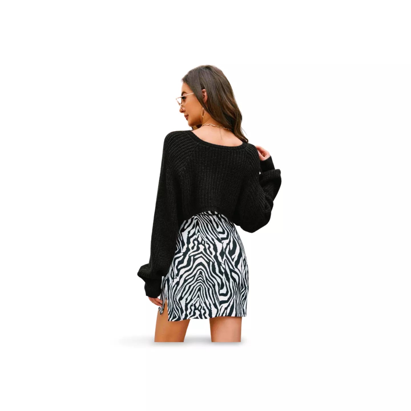 Rib-Knit Cropped Poncho